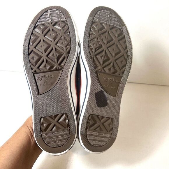 Converse All Star Skate Shoe Men 7 Blue Red Cream Striped Tongue Low Top Lace Up - Picture 10 of 10